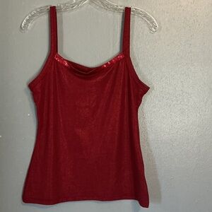 Apt 9 Red Sparkly Sequins Stretch Tank Top Sz M